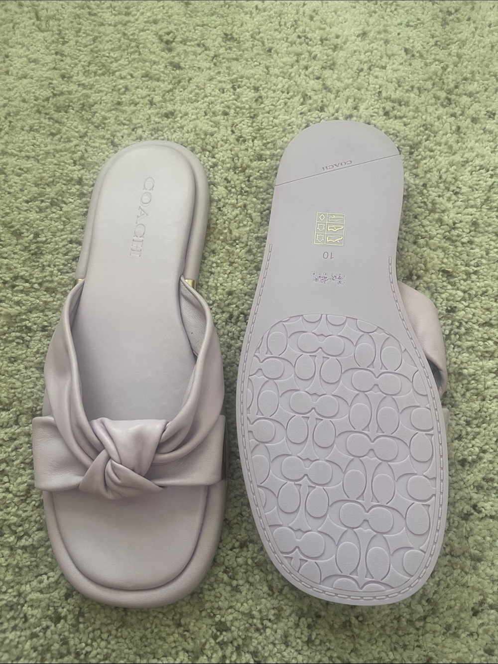 Coach Lavender Knot Leather Slide Sandals - Picture 8 of 16